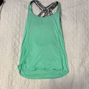 Lululemon Athletica Green Tank Top with Patterned Straps